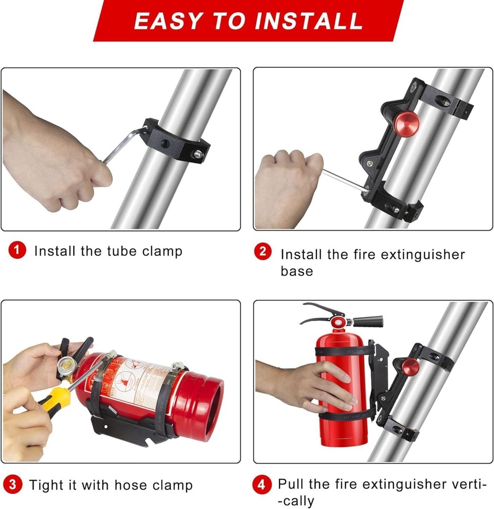 UTV Fire Extinguisher Mount Kit Adjustable Quick Release Bar Car Roll Bracket