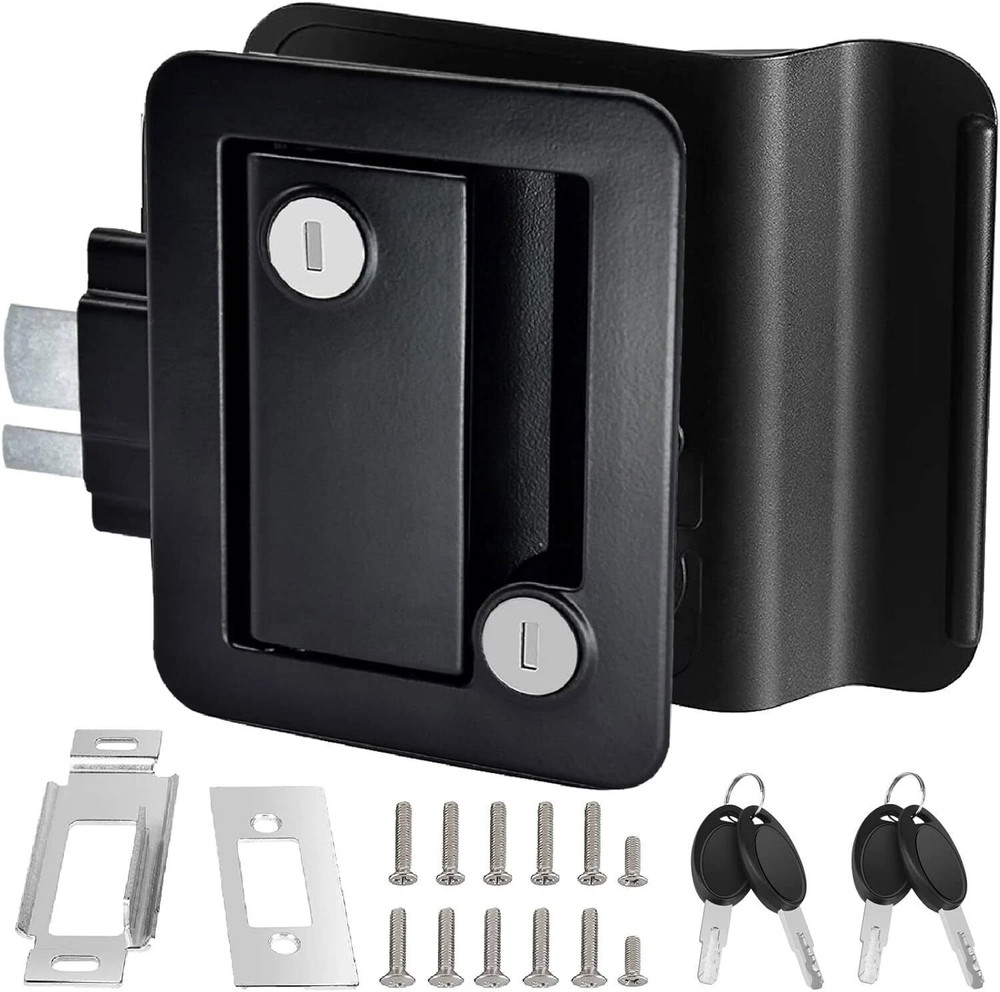 NEW Black RV Paddle Entry Door Lock Latch Handle Deadbolt Camper Cargo Trailer