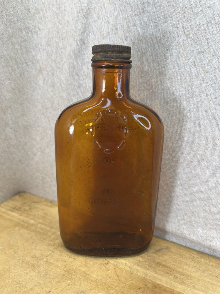 Christian Brothers Embossed Vtg Half Pint Empty Decor Bottle