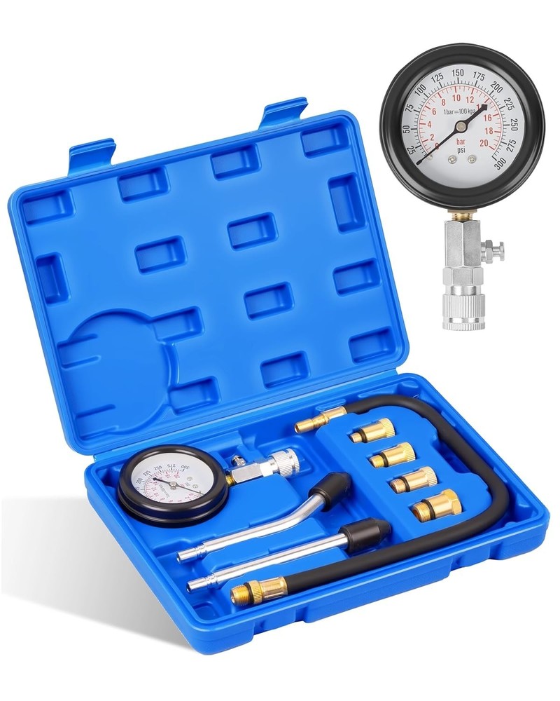Professional Engine Compression Tester Set - Quick Check Rubber Cones Included