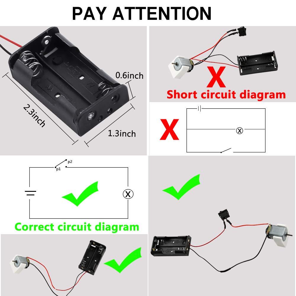 Mini DC Motors Kit for DIY Projects Includes Gears Battery Holder and Switch