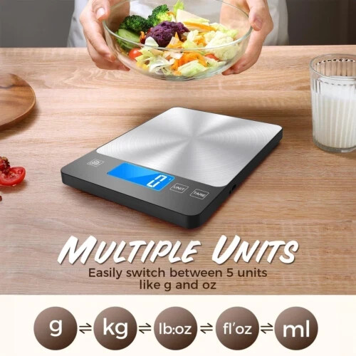 NASA-Grade 33lb Digital Kitchen Scale, Precisely Measures Grams Silver Black