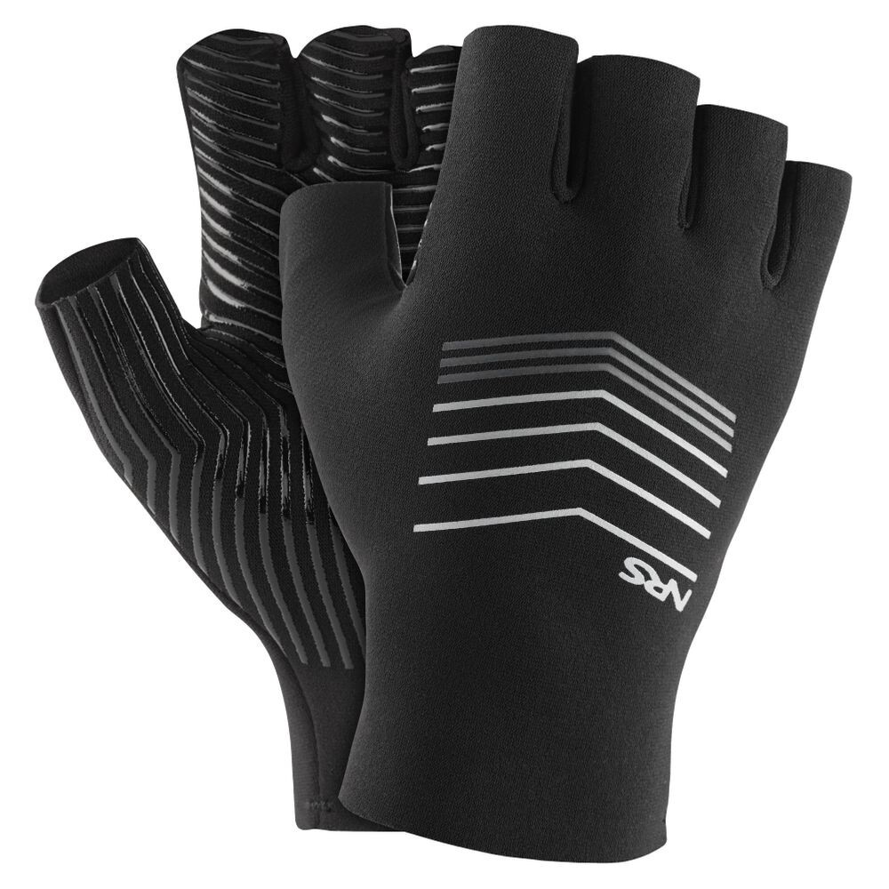 NRS Guide Gloves - Open-Finger Boaters' Gloves - BLACK