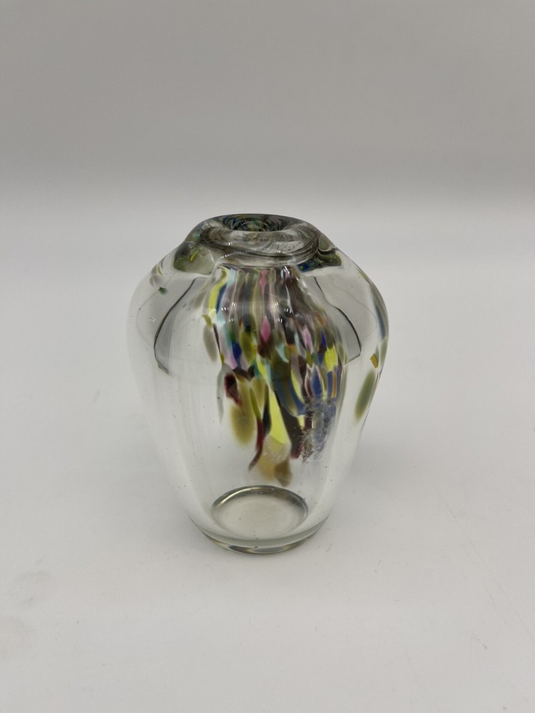 Confetti Art Glass Vase Hand Blown, EUC