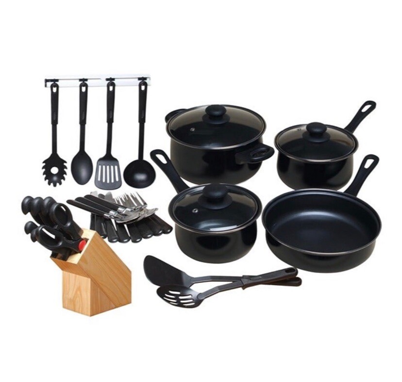 New All U Need Kitchen Combo Set 32 Pieces Gibson Black