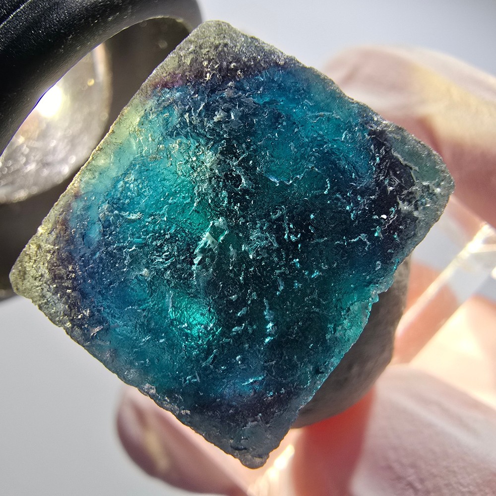 Phantom Fluorite Cube Specimen, Blue Butterfly Pocket, Okorusu, Namibia