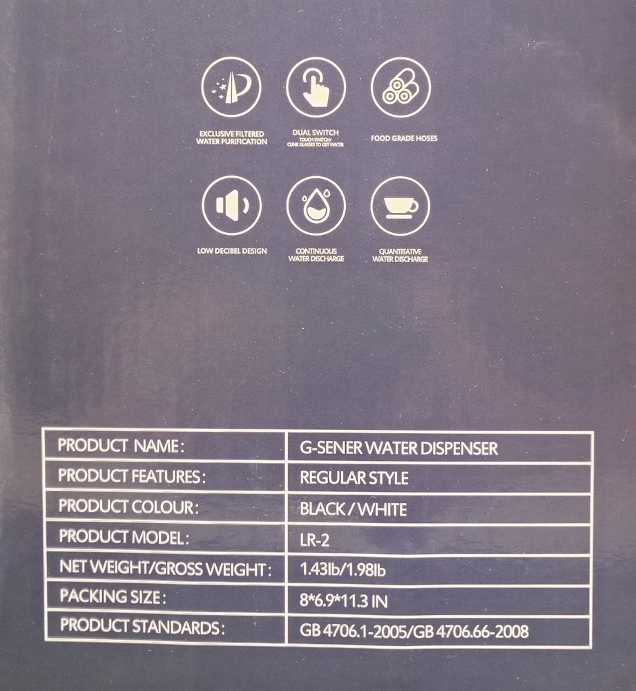 G-Sensor Desktop USB Charging Water Dispenser Black