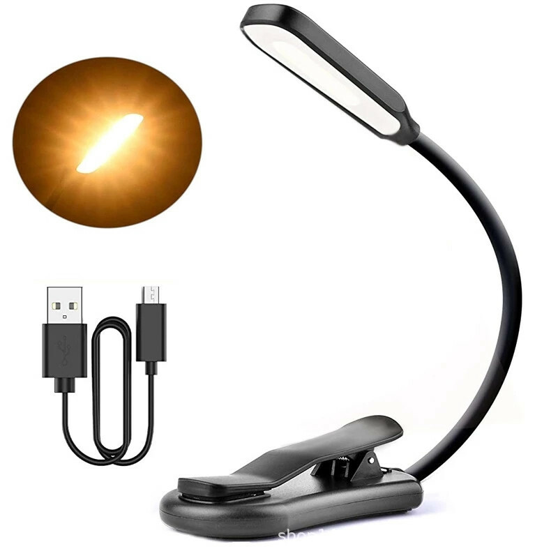 Rechargeable Book Light Mini LED Reading Light Flexible Easy Clip Lamp Portable