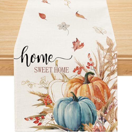 Siilues Fall Table Runner, Pumpkin Watercolor Fall Runner for Table 13" x 72"