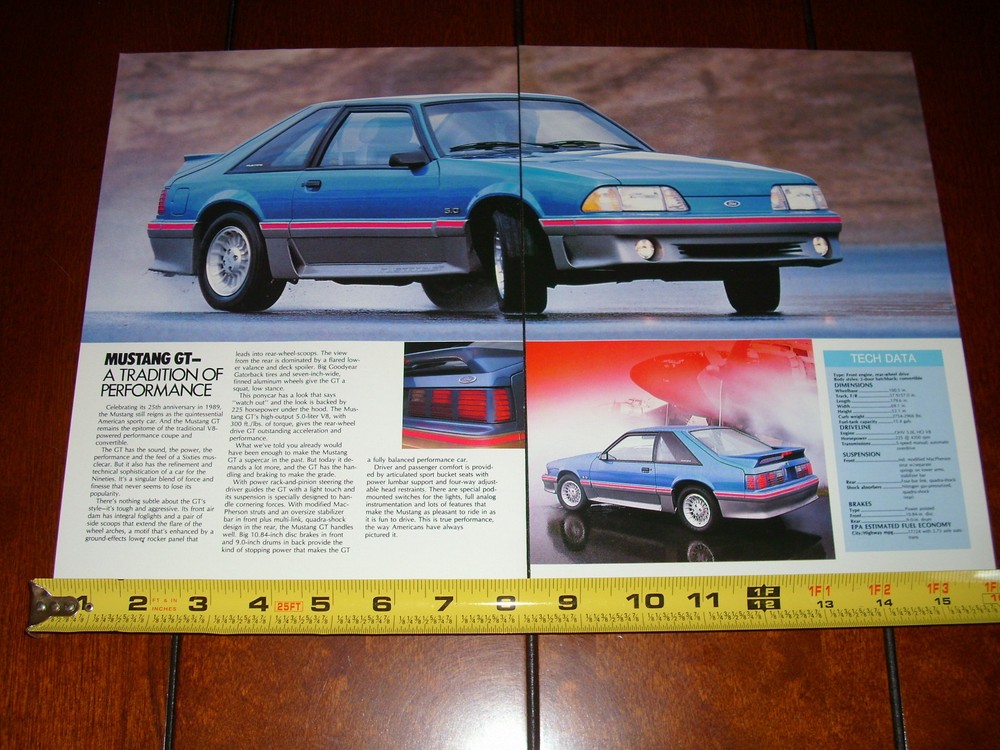 1989 MUSTANG GT 5.0 - ORIGINAL 2 PAGE AD