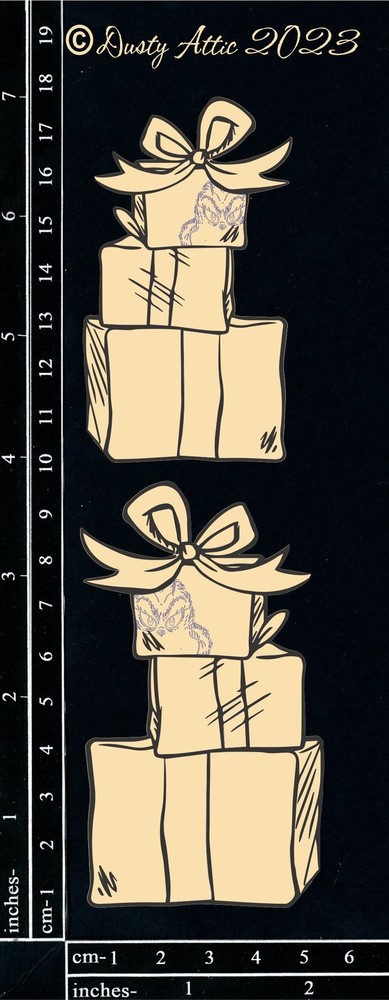Dusty Attic Chipboard 3x7 -Grinch Presents, DA3693