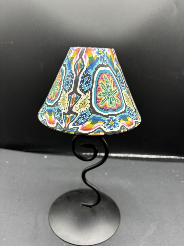 9.5” Tea Light Lamp With Psycodelic Lampshade