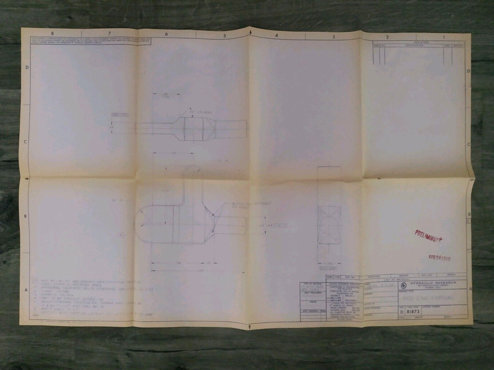 1968 Original Hydraulic Research Blueprint