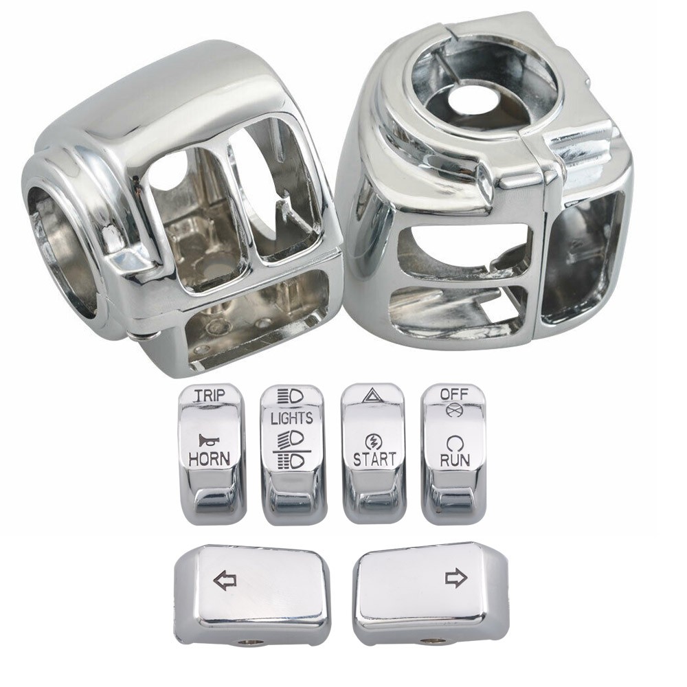 For Harley Softail Fat Boy 2011-2018 Chrome Switch Housing & 6pcs Button Cap US