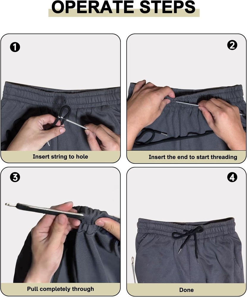 55 Inch Drawstring Replacement Cords with Easy Threader Tool, Replacement Drawst