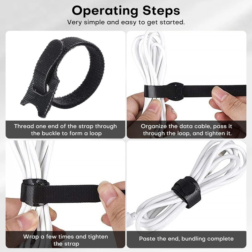 62PCS 6 inchs Microfiber Reusable Cable Ties – Adjustable Cord Organizer Stra...