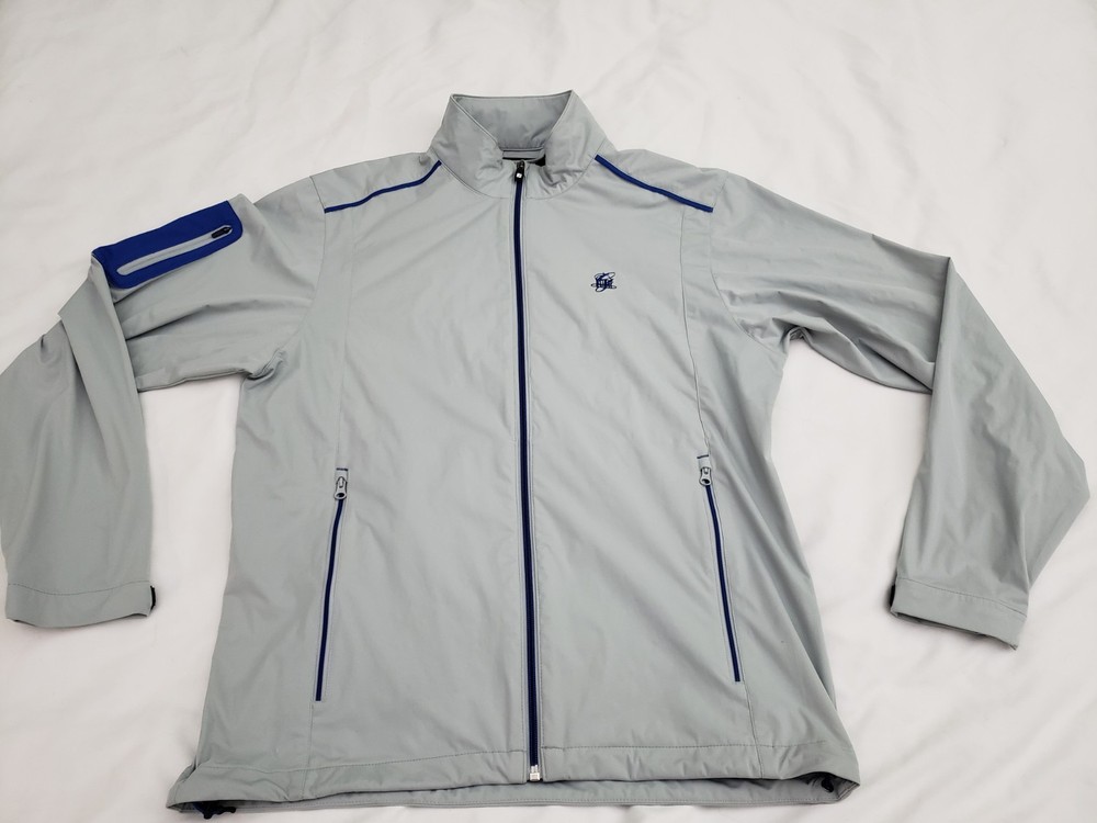 Footjoy Softshell Wind Full Zip Grey Blue Golf Jacket  Pockets Mens Medium