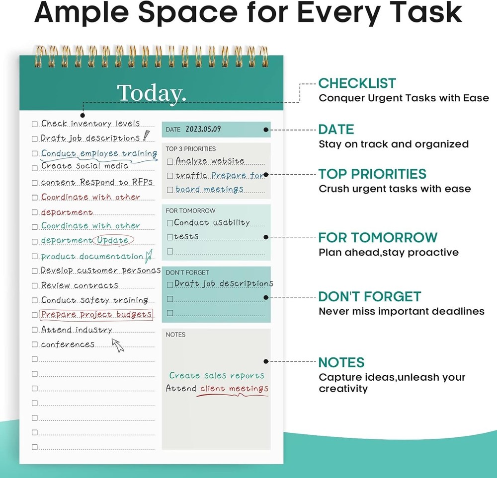 Undated Daily Checklist Notepad - 52 High-Quality Sheets for Productivity