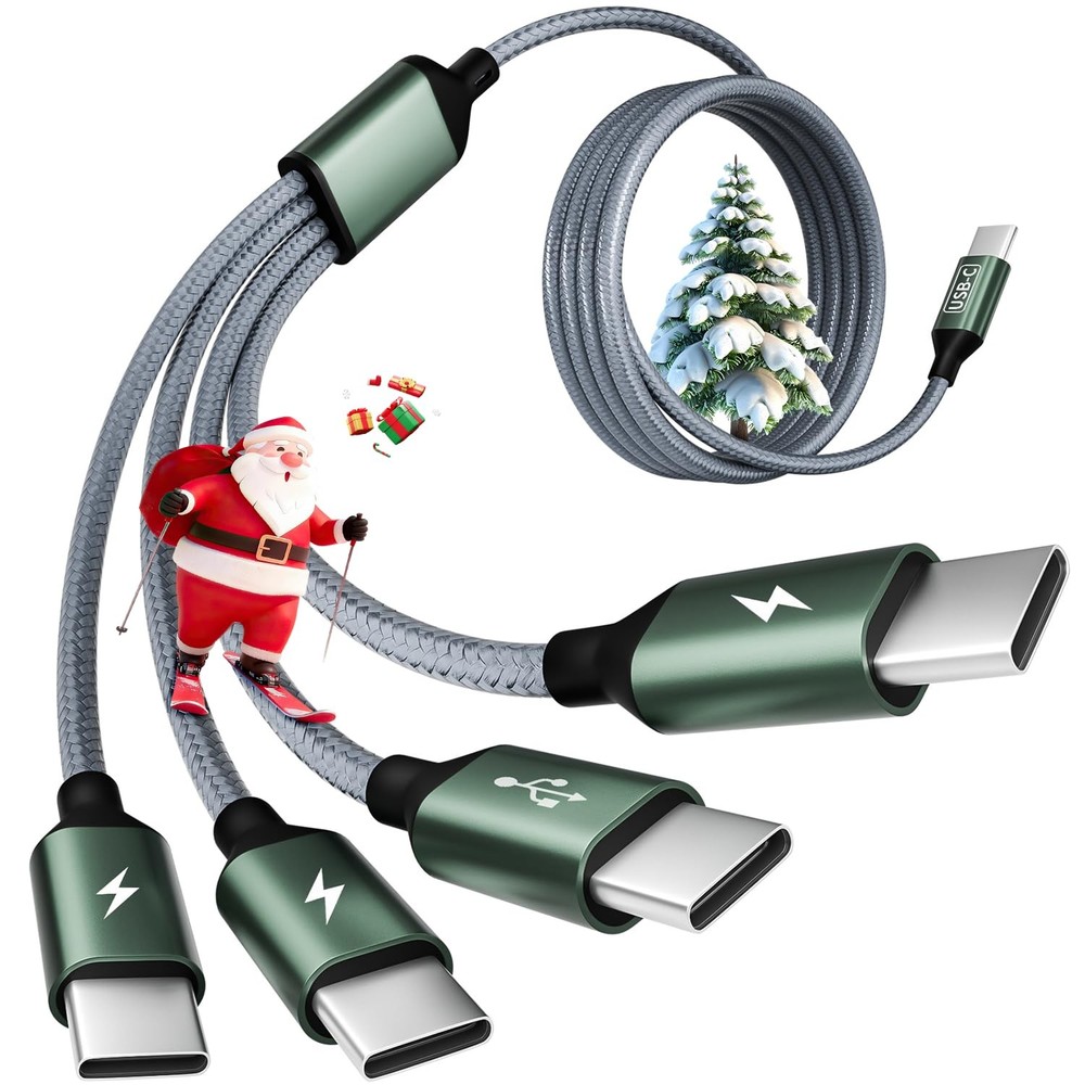 USB C Multi Charging Cable with 4 Type-C Connectors, C 1Pack_5FT, Grey