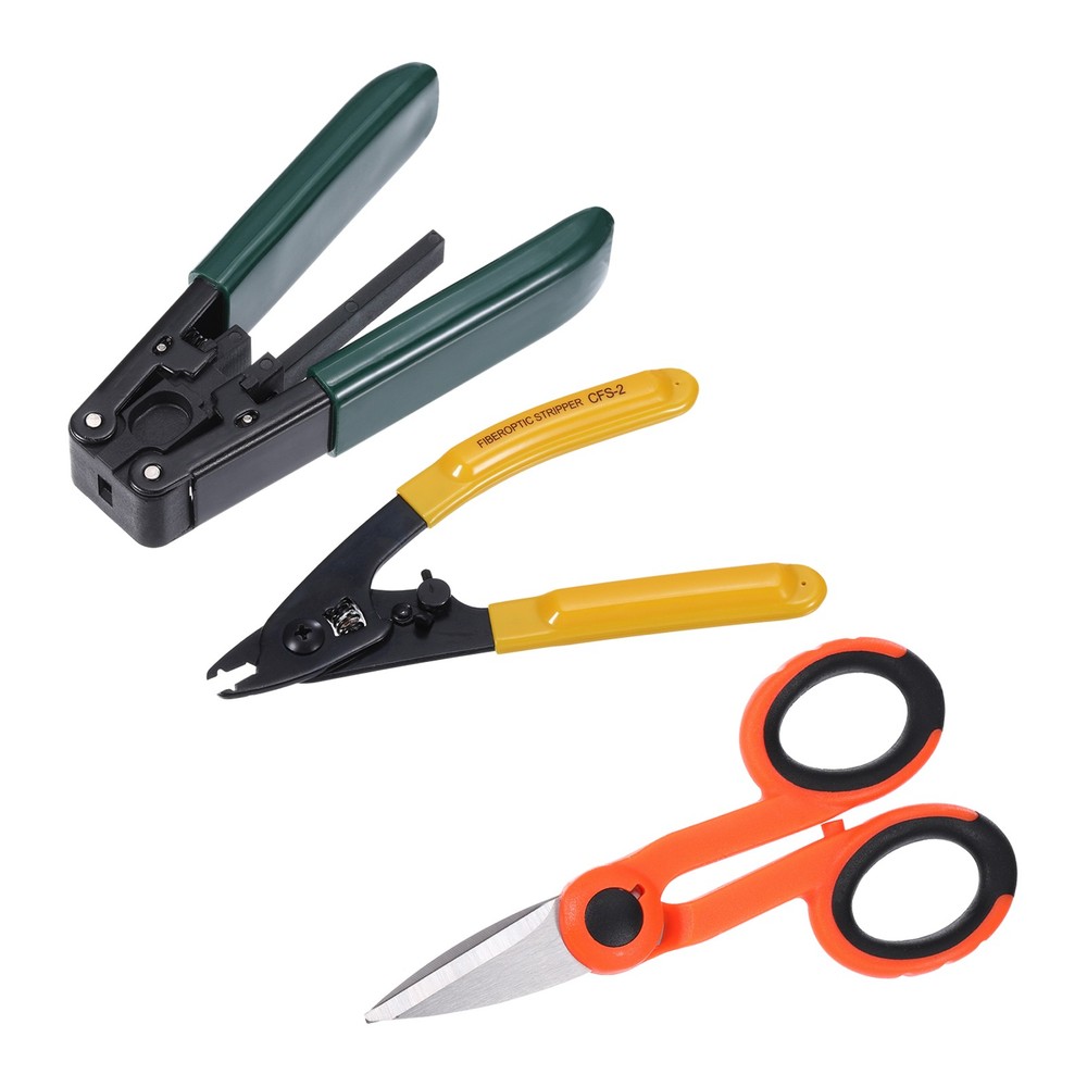 Optical Fiber Tool with Metallic Stripper, Double Hole Stripper, Scissors