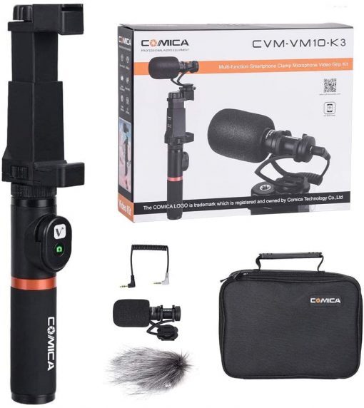 CoMica Metal Mini On-Camera Directional Shotgun Mic Kit w/Bluetooth Controller