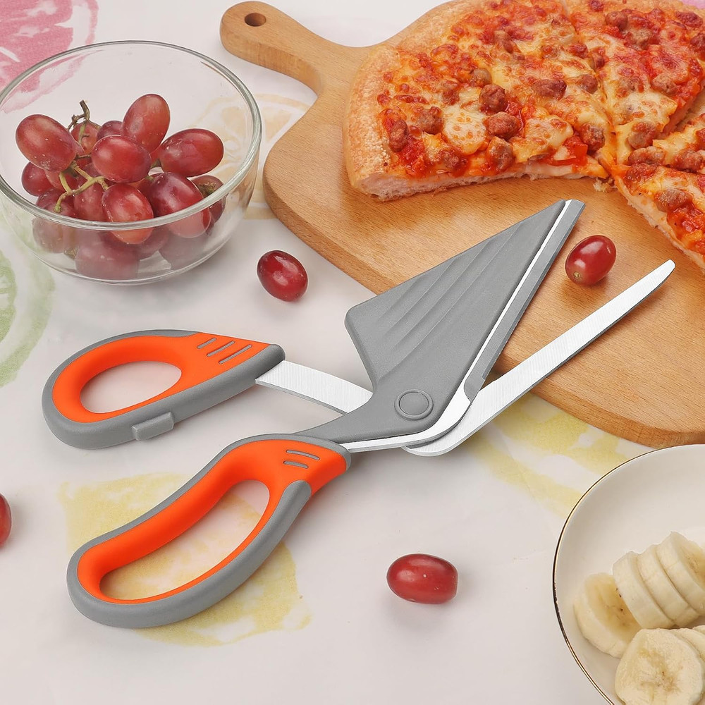 Pizza Scissors, Multi-Functional Kitchen Shears with Detachable Pizza Peel, F...