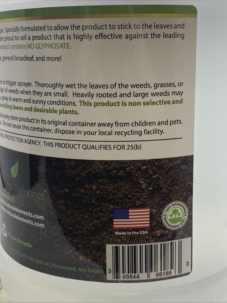 Natural Elements Weed Killer Biodegradable & Eco Friendly 1 Gallon
