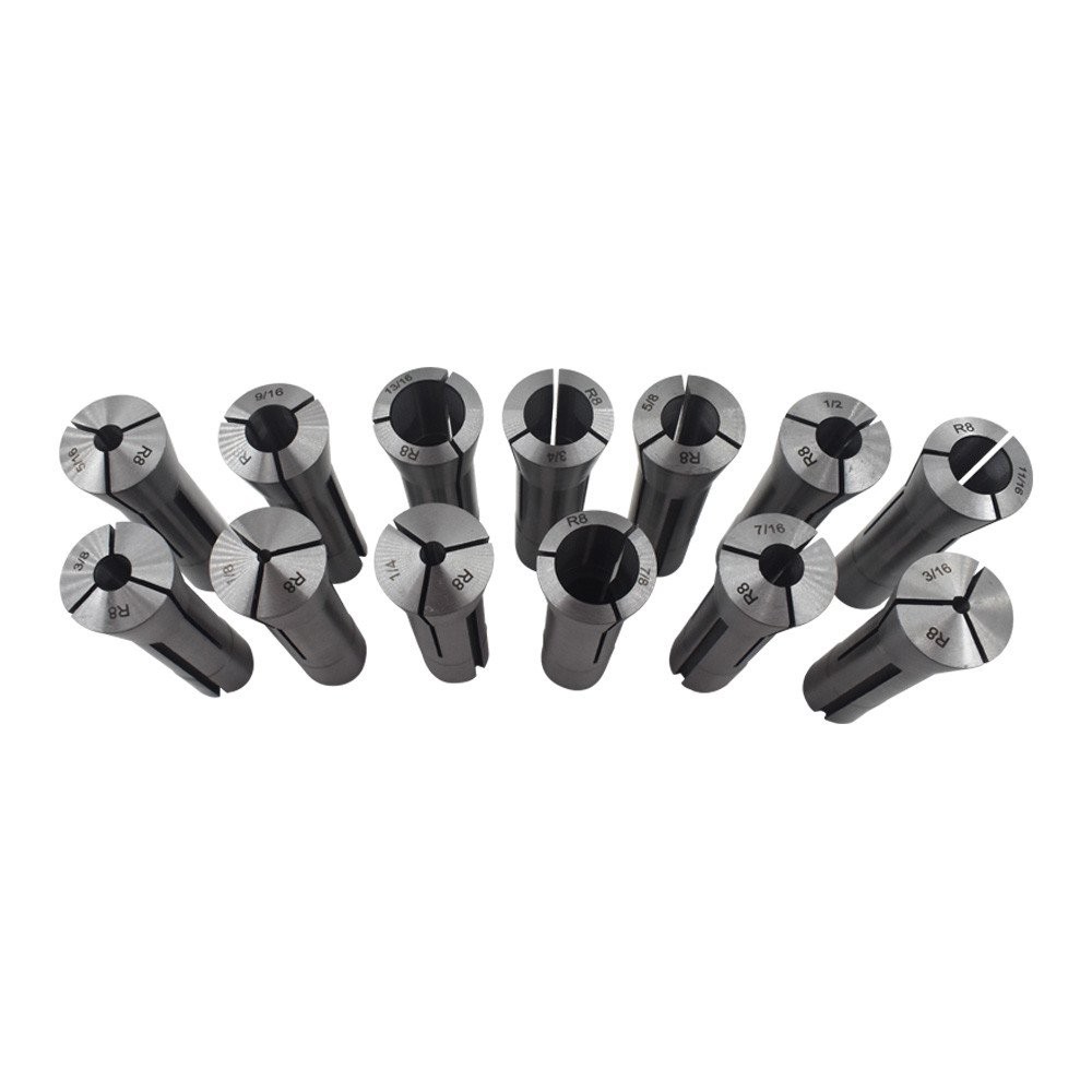 LABLT 13Pcs R8 collets set 1/8"-7/8" by 1/16" for High Precision