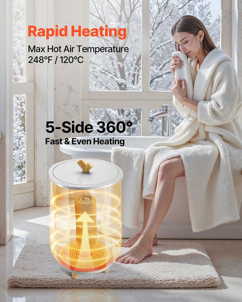 20L Heated Towel Warmer with LED Light & Auto Shut-off & Temp Control, Gray