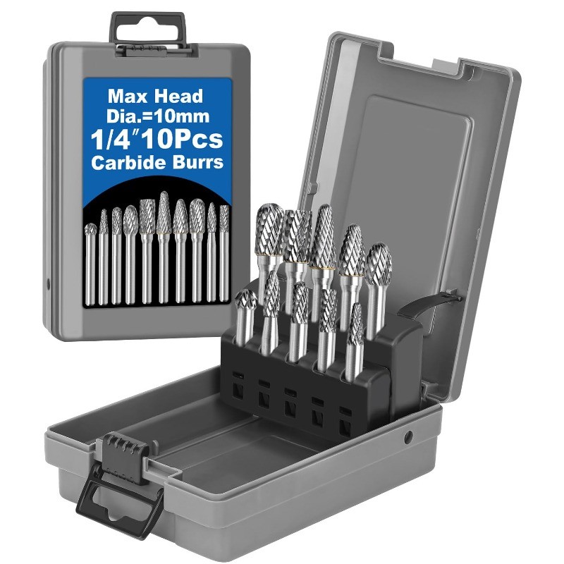 Sworker 10Pcs Carbide Burr Set 1/4" Shank