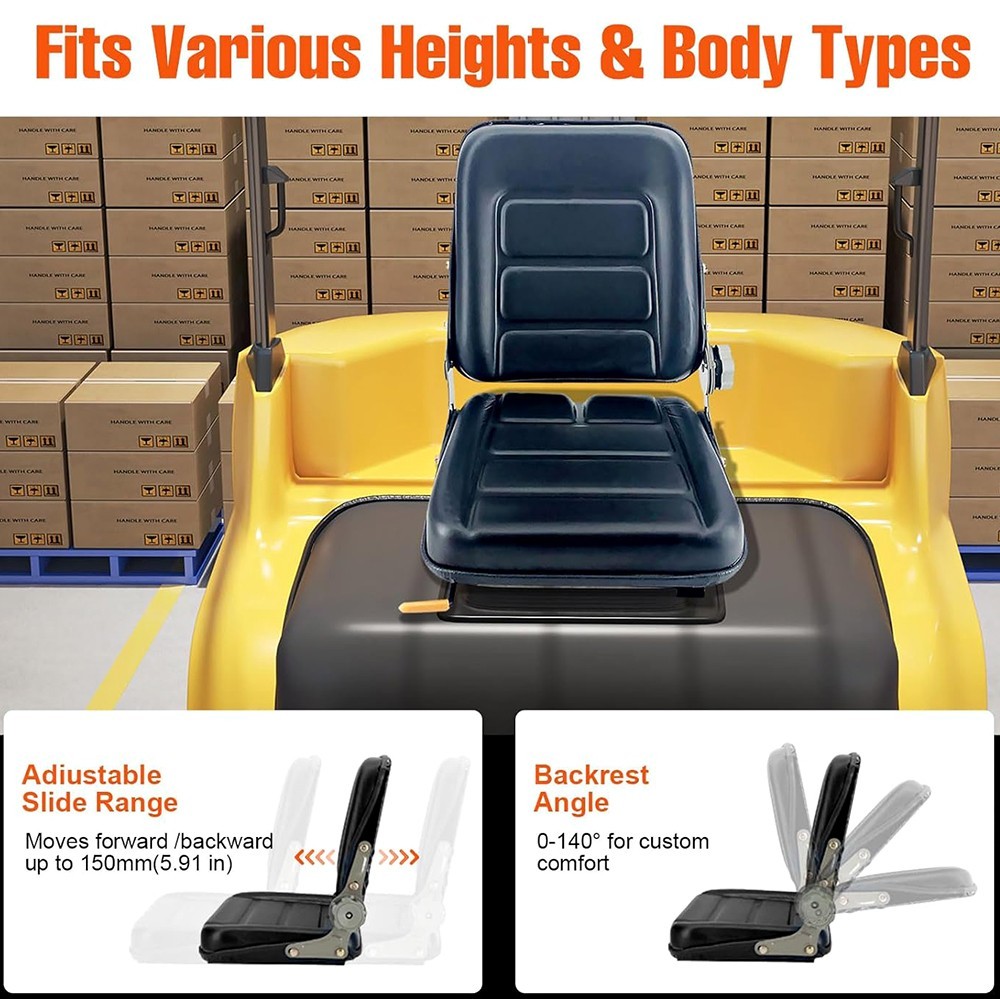 UNIVERSAL TRACTOR FORKLIFT SEAT HEAVY DUTY ADJUSTABLE MOWER ATV SEAT & BACKREST