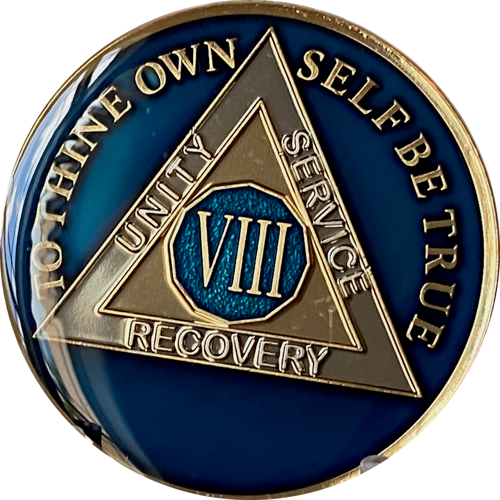 1 - 40 Year AA Medallion Midnight Blue Tri-Plate Sobriety Chip