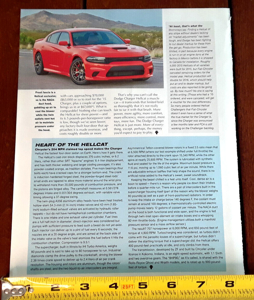 2015 DODGE CHARGER HELLCAT SRT ORIGINAL ARTICLE