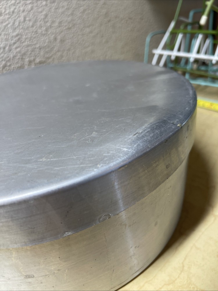 Hand Designed 10.75” Round Silver Colored Aluminum Box W/ Nice Lid