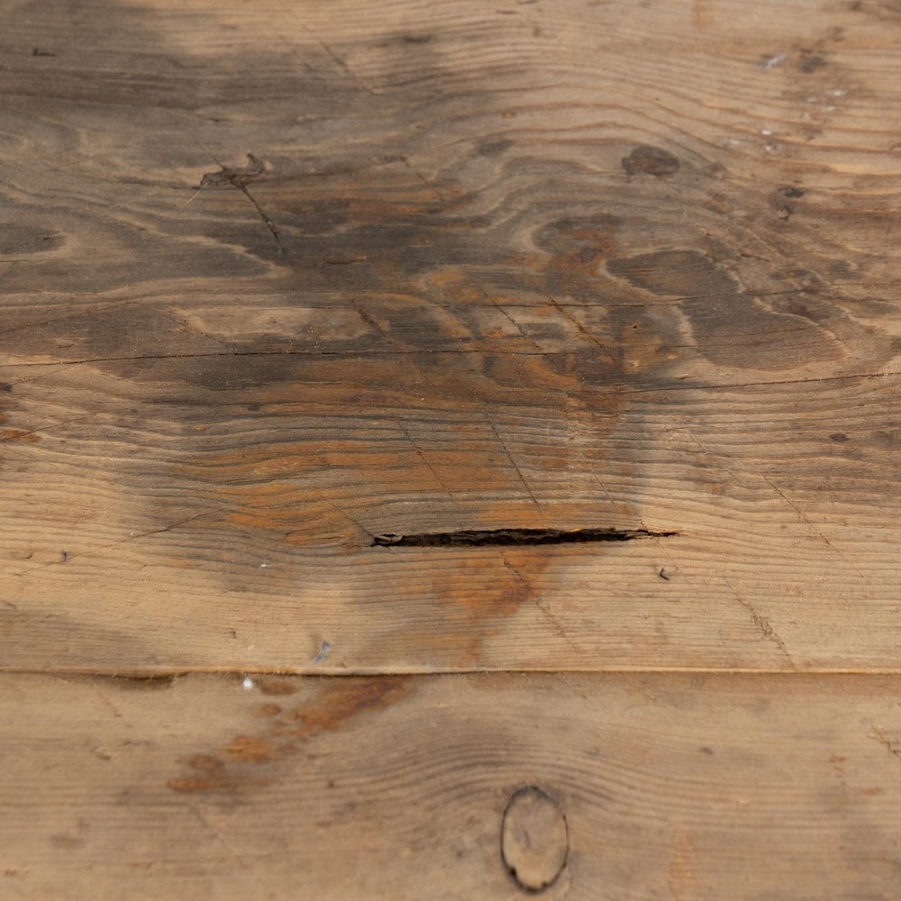 19th Century Rustic Pine Side Table with Single Drawer