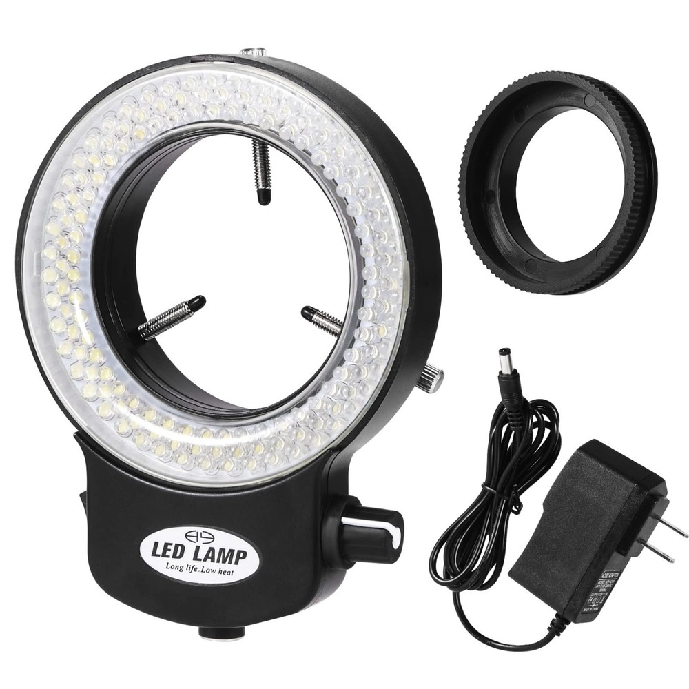 144 LED Ring Microscope Light - Adjustable Illuminator for Lab, Stereo, Camera &