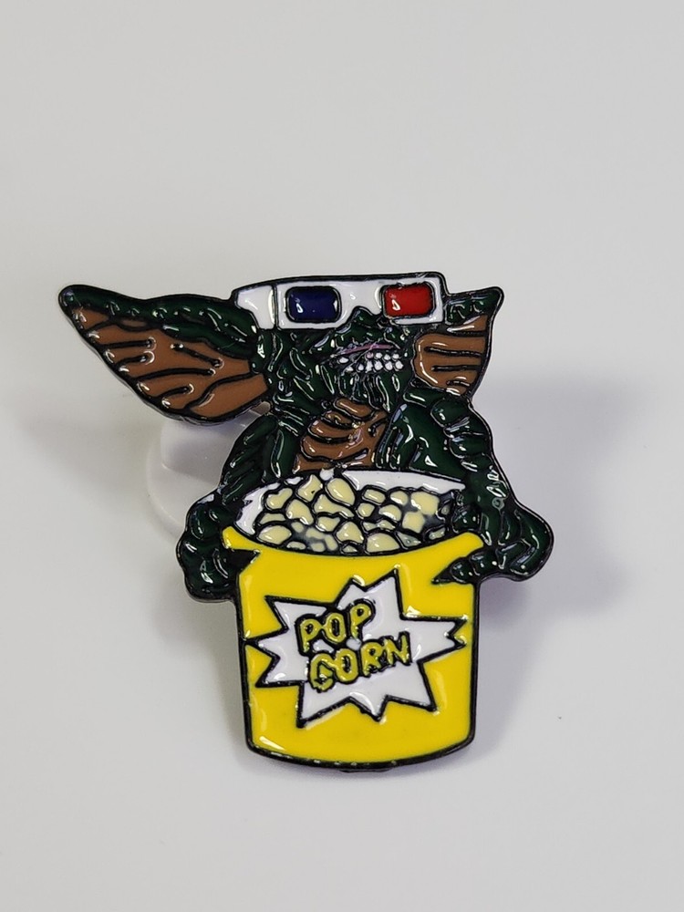 Gremlin Eating Popcorn With 3D Glasses Lapel Pin *