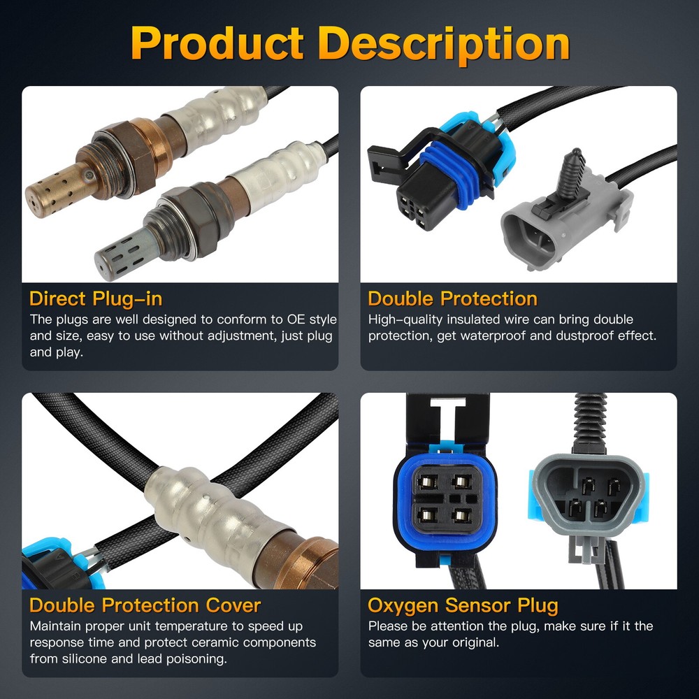 2pcs Oxygen Sensor O2 for 2004-2005 Chevrolet Trailblazer 4.2L Up+Downstream