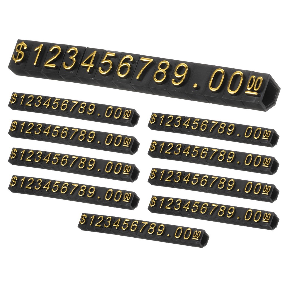 10Set Price Display Cube, Price Tag Stand Mini Tag(Black/Gold, 1.8" Length)