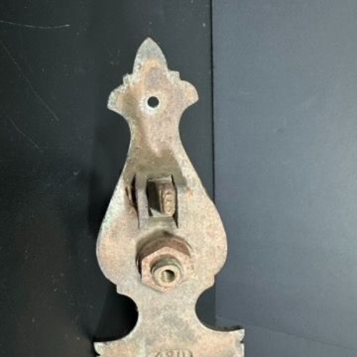 Vintage EILINGTON Cast Brass Door Pull w Escutcheon Hardware Handle 12.25 x 2.75