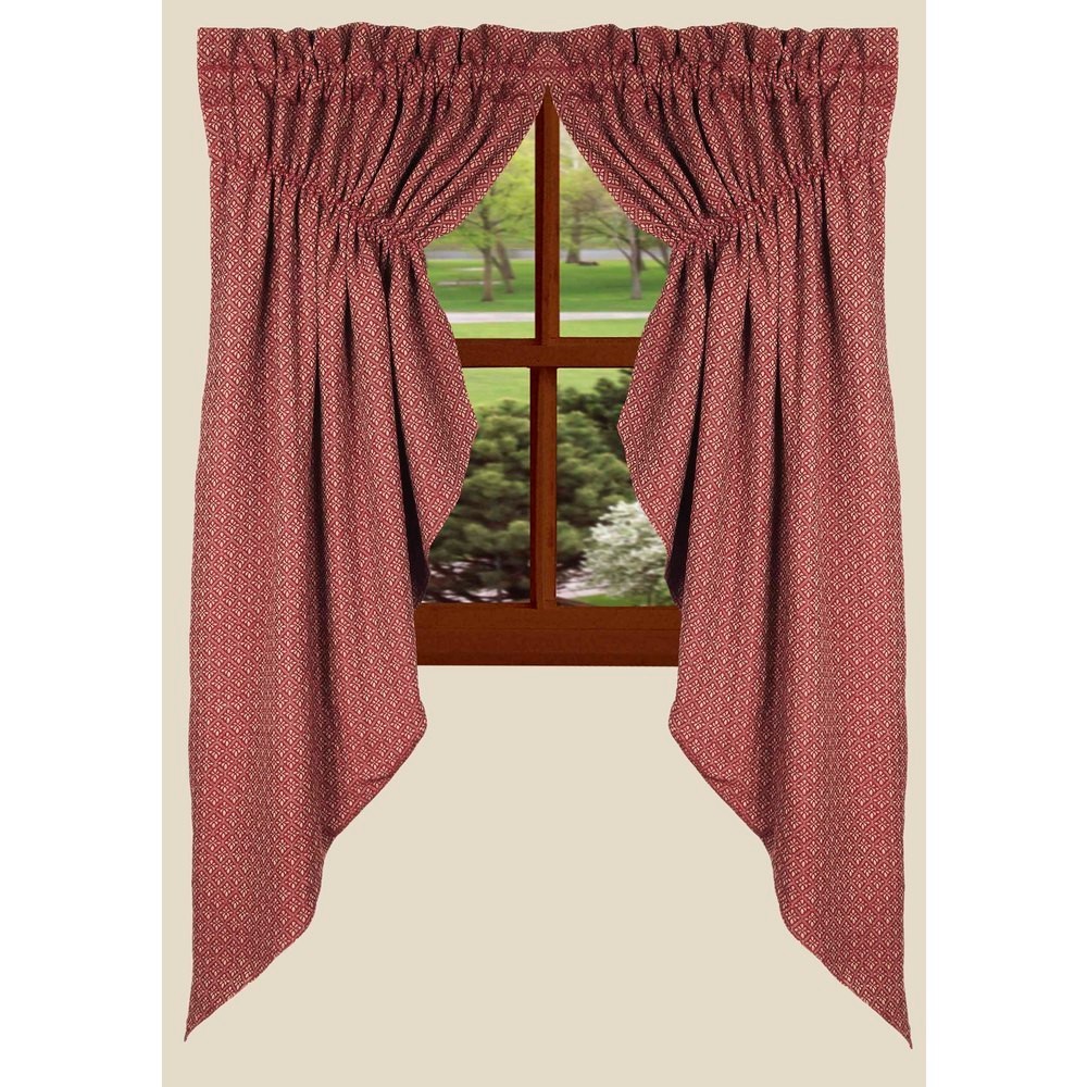 New Primitive BARN RED COVERLET PRAIRIE SWAGS Panel Curtains