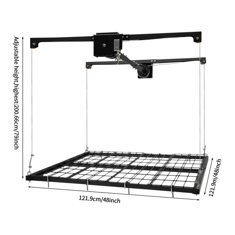 Overhead Adjustable Height Garage Lifting Storage Steel Rack Organization Unit