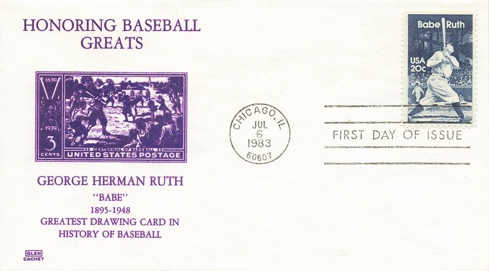 US 2046 FDC George Herman Ruth Glen