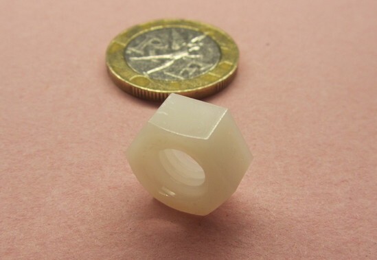 Hex Nut, Natural Nylon Plastic, 5/16"-18 Thread x 17/64 H, 100 Pcs