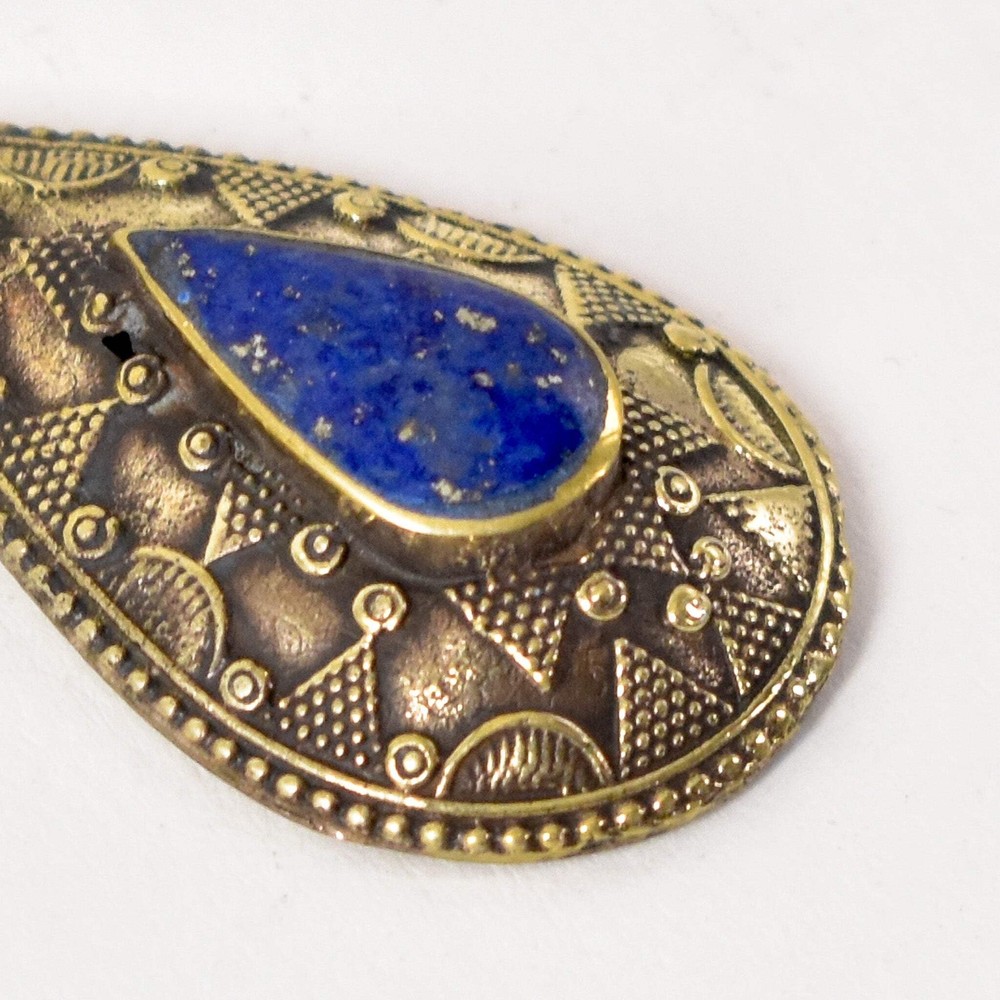 Lapis and Silver Colored Earrings Afghanistan