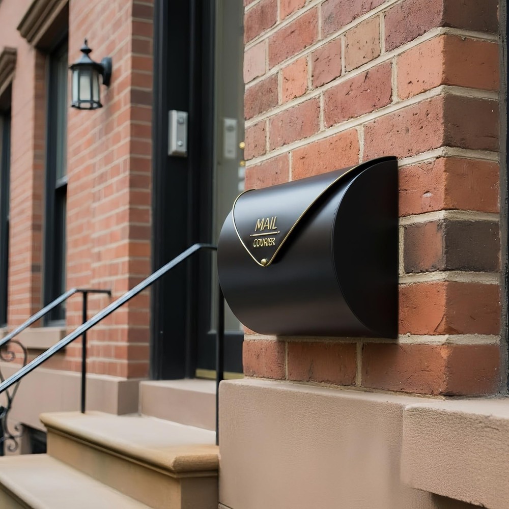 Black Wall Mount Mailbox for Outside,Waterproof Metal Mailboxes with Rust-Pro...