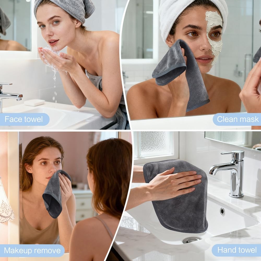 Face Towels Soft Washcloths Quick Drying Face Cloths Reusable Makeup Remover
