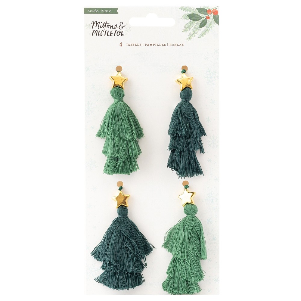 Mittens & Mistletoe Tassels 4/Pkg-W/Charms