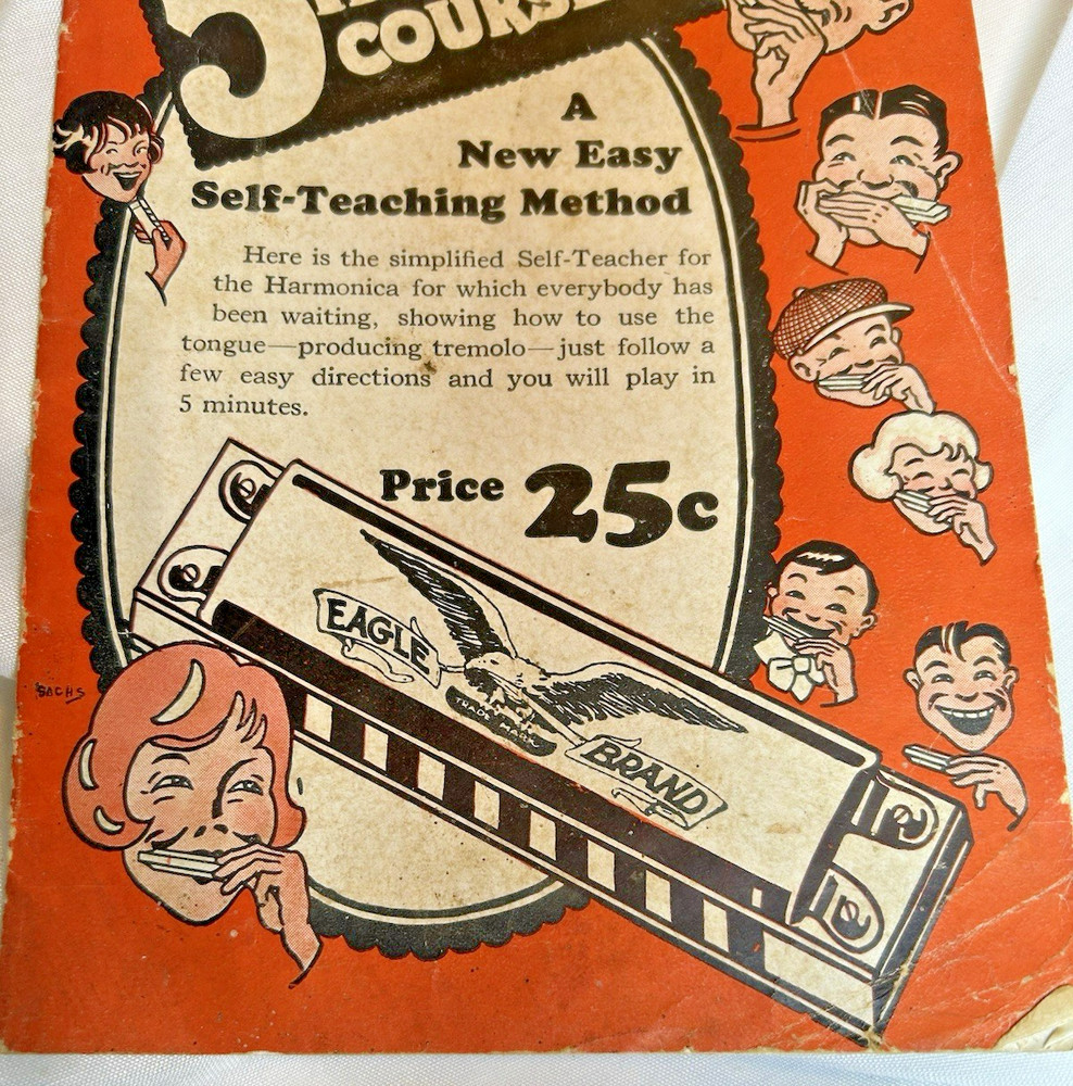 5 Minute Harmonica Course Booklet 1926 Cole Publishing