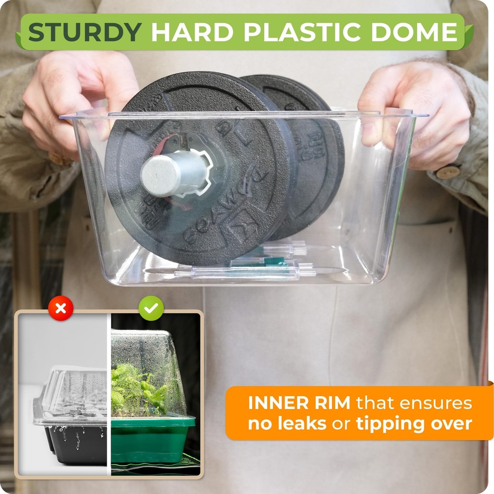Seed Starter Tray - Seed Starting Tray with Hard Plastic Humidity Dome and 40...